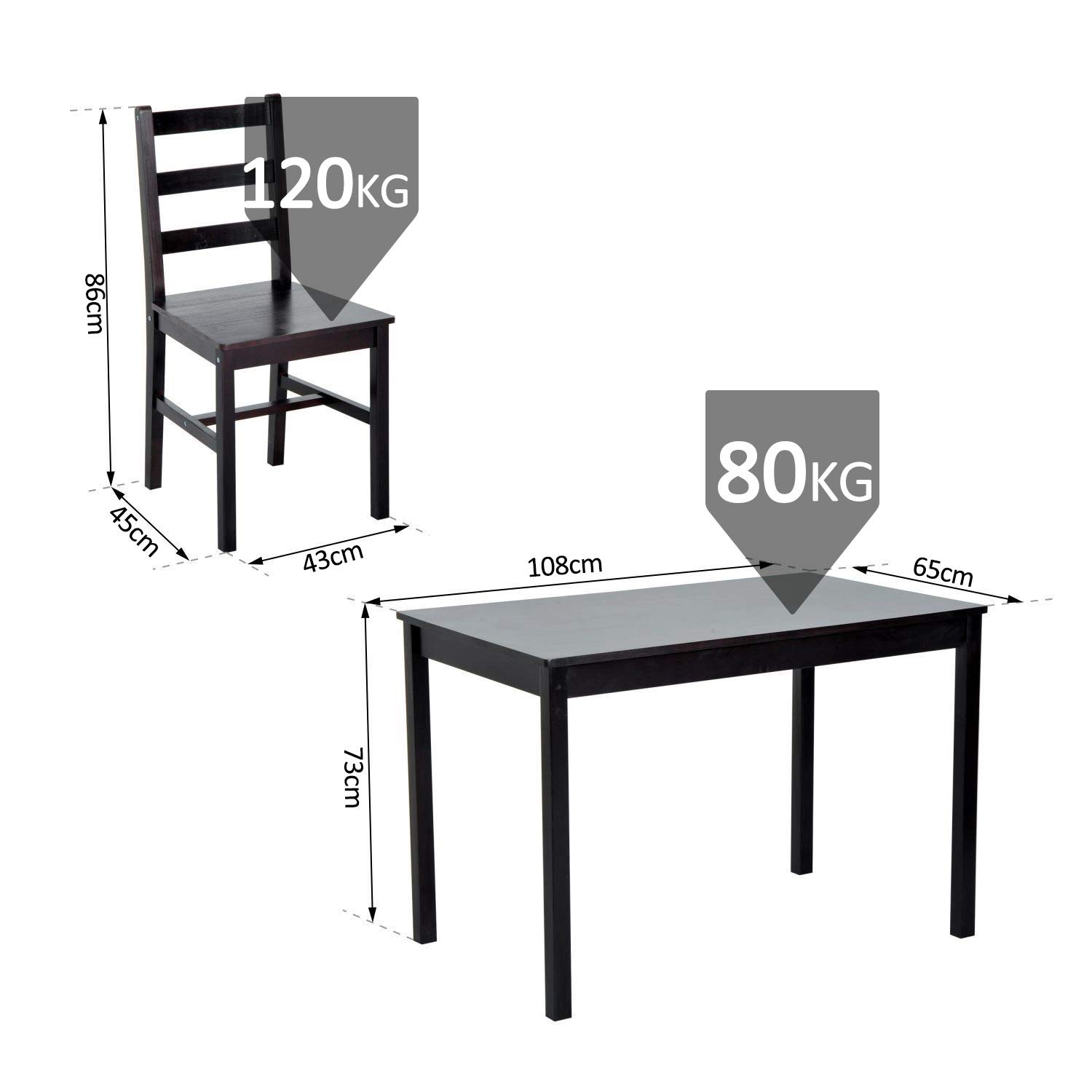 Aigio Solid Wood 4 Seater Dining Table Set Decornation