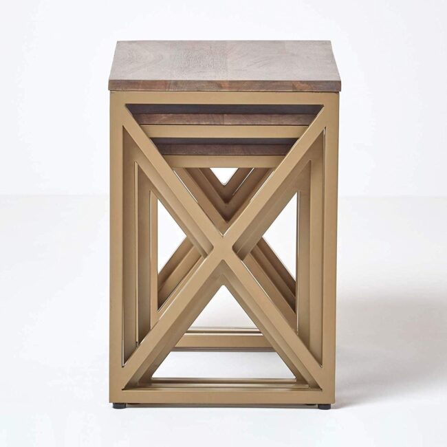 Mornos X Shaped Legs Nesting Table Set of 3 - Grey - Image 3