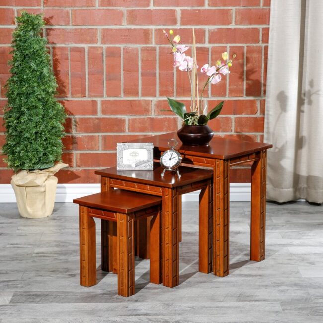 Attica Wood Nesting Table Set of 3 - Natural Finish