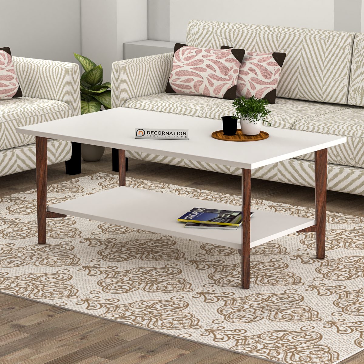 Ripon Wooden Coffee Table with Storage White Decornation