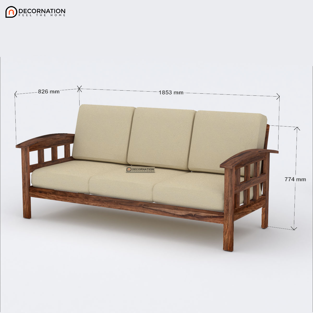Zadar Wooden 5 Seater Sofa Set Brown Decornation