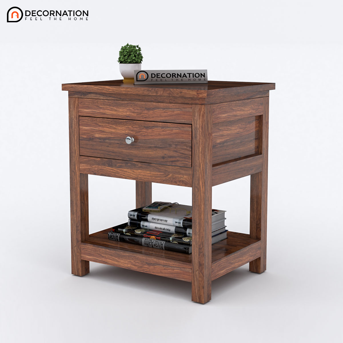 Jace Solid Wood Bedroom Side Table Natural Finish Decornation