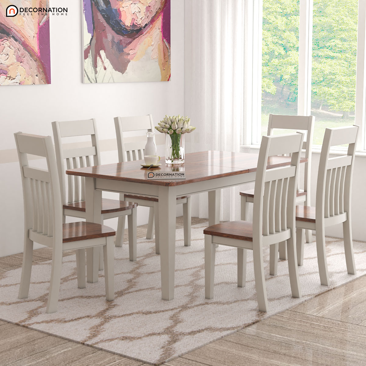 chimay wooden 6 seater dining table set