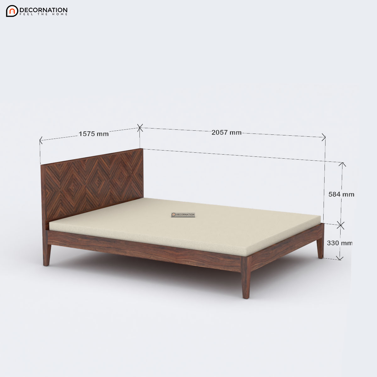 Dorian Wooden Double Bed Brown Decornation