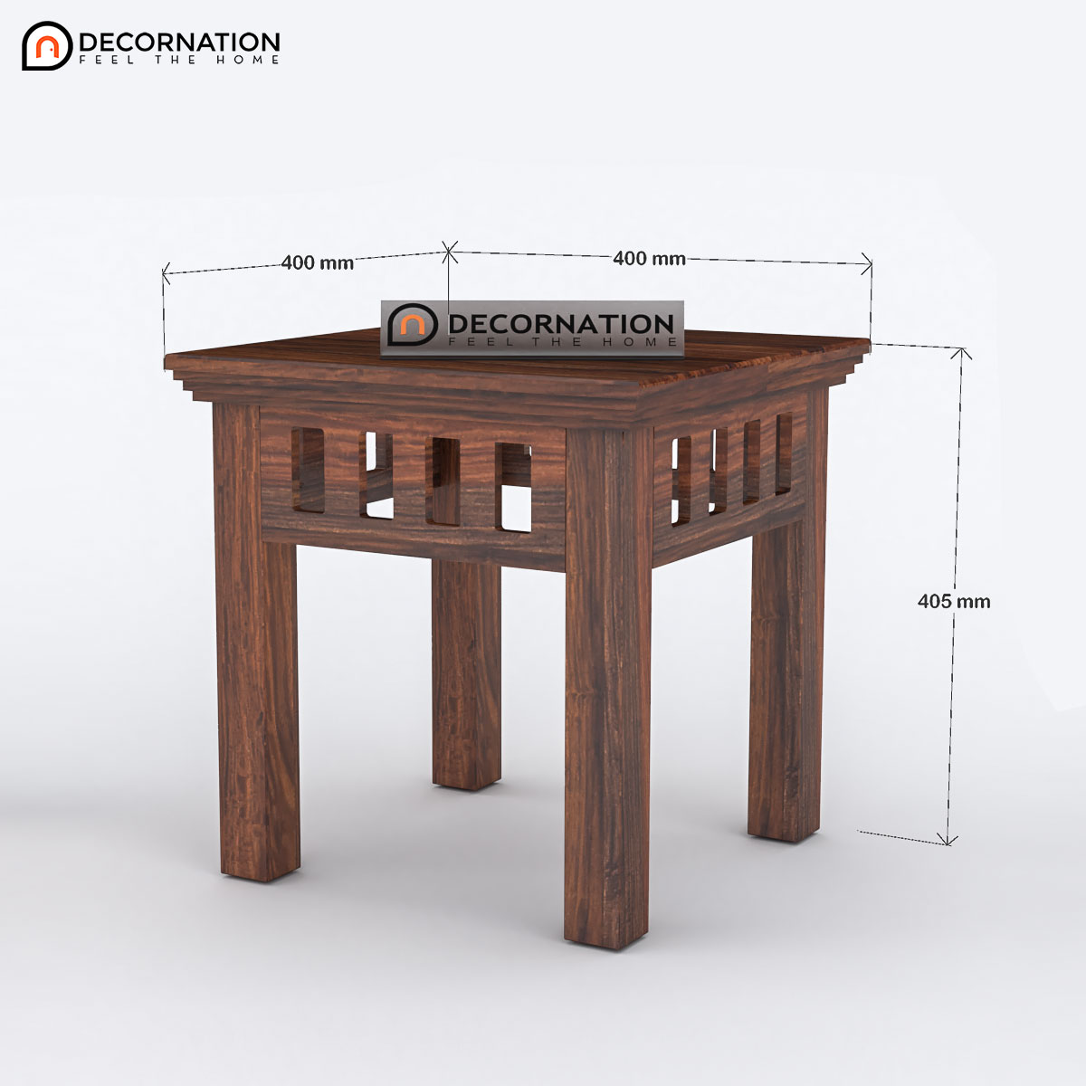 Compact sheesham wood side table with 15.7-inch width — lifestyle setting in a bedroom