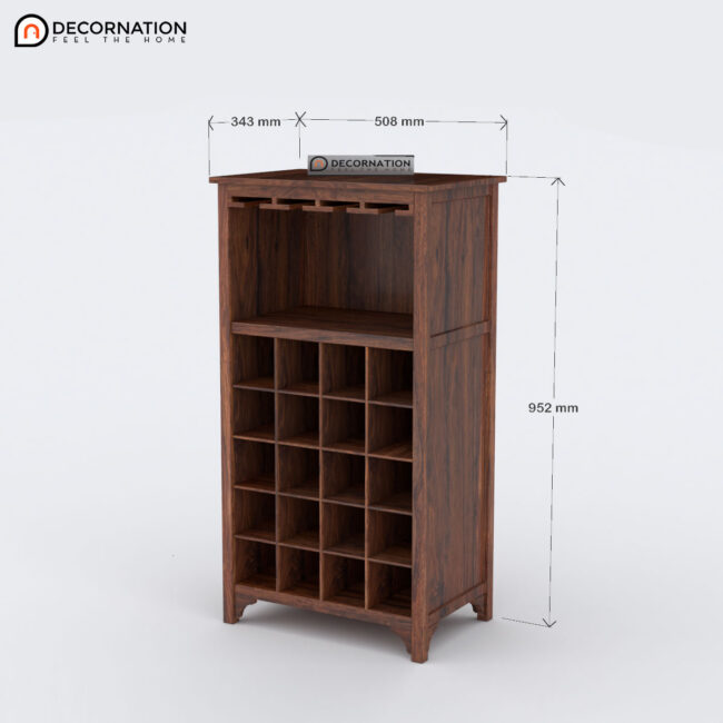 Agape Wooden Storage Bar Unit Cabinet - Brown - Image 4