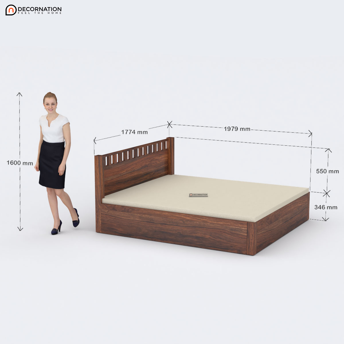 standard size of double cot