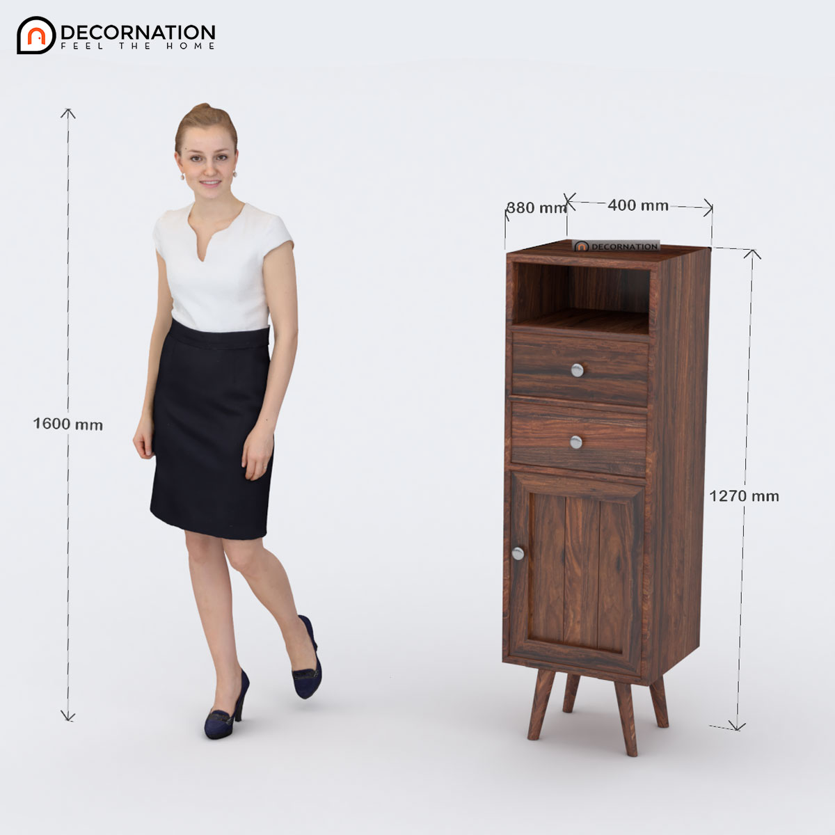 Oreus Solid Sheesham Wood Storage Cabinet — Matte Walnut Finish - Image 5