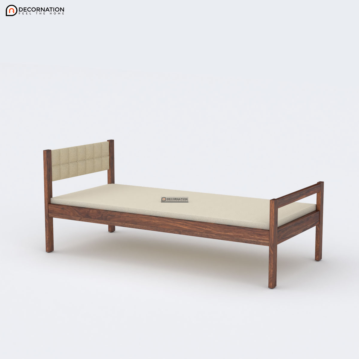 Single Bed with Tufted Headboard - Detailed View of Sheesham Wood Grain