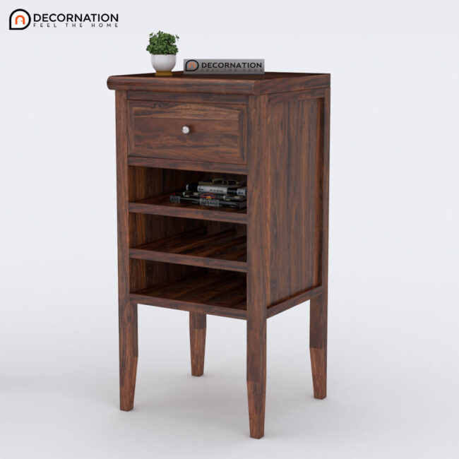 Clio Wooden Storage Bar Cabinet with 1 Drawer and 3 Shelfs - Brown - Image 3