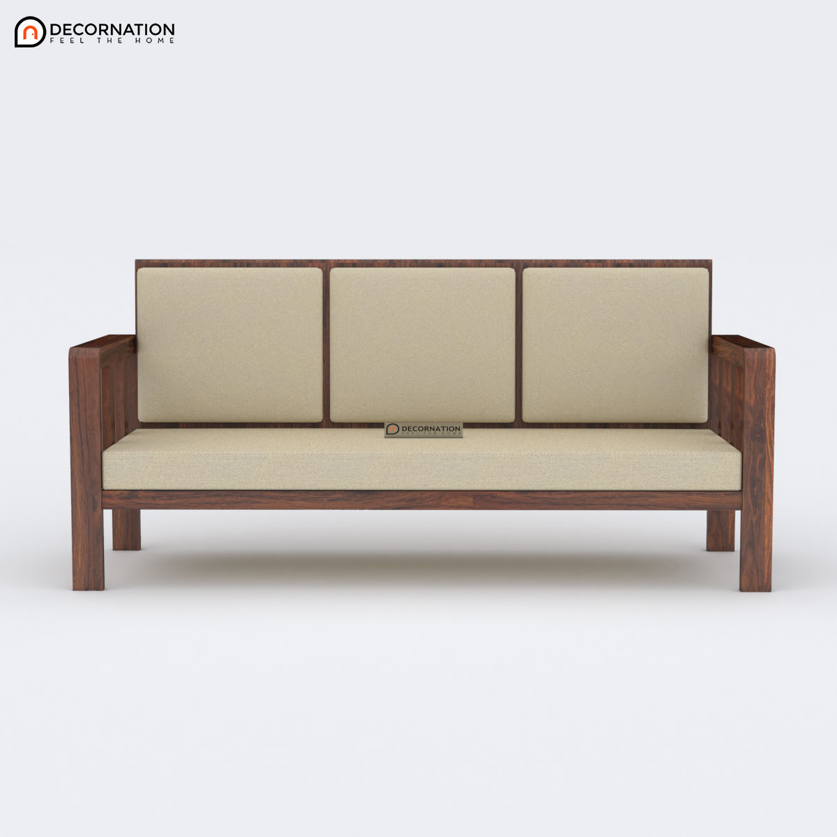 Rijeka Wooden 3 Seater Sofa - Brown - Image 3