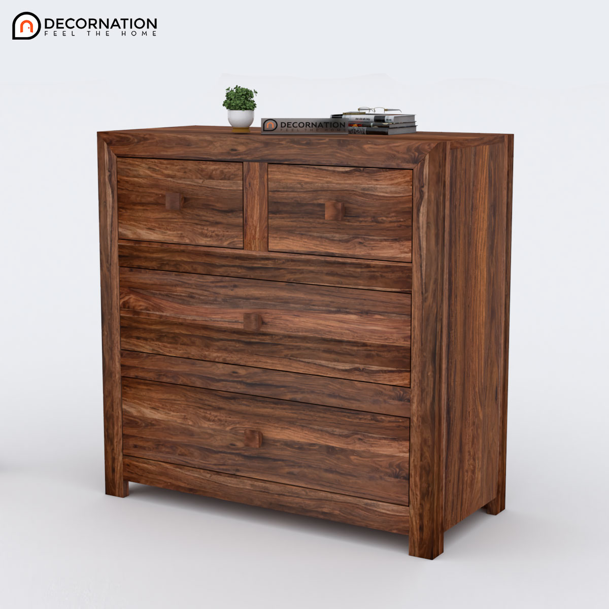 Bemus Solid Sheesham Wood Storage Cabinet — Natural Walnut Finish - Image 3