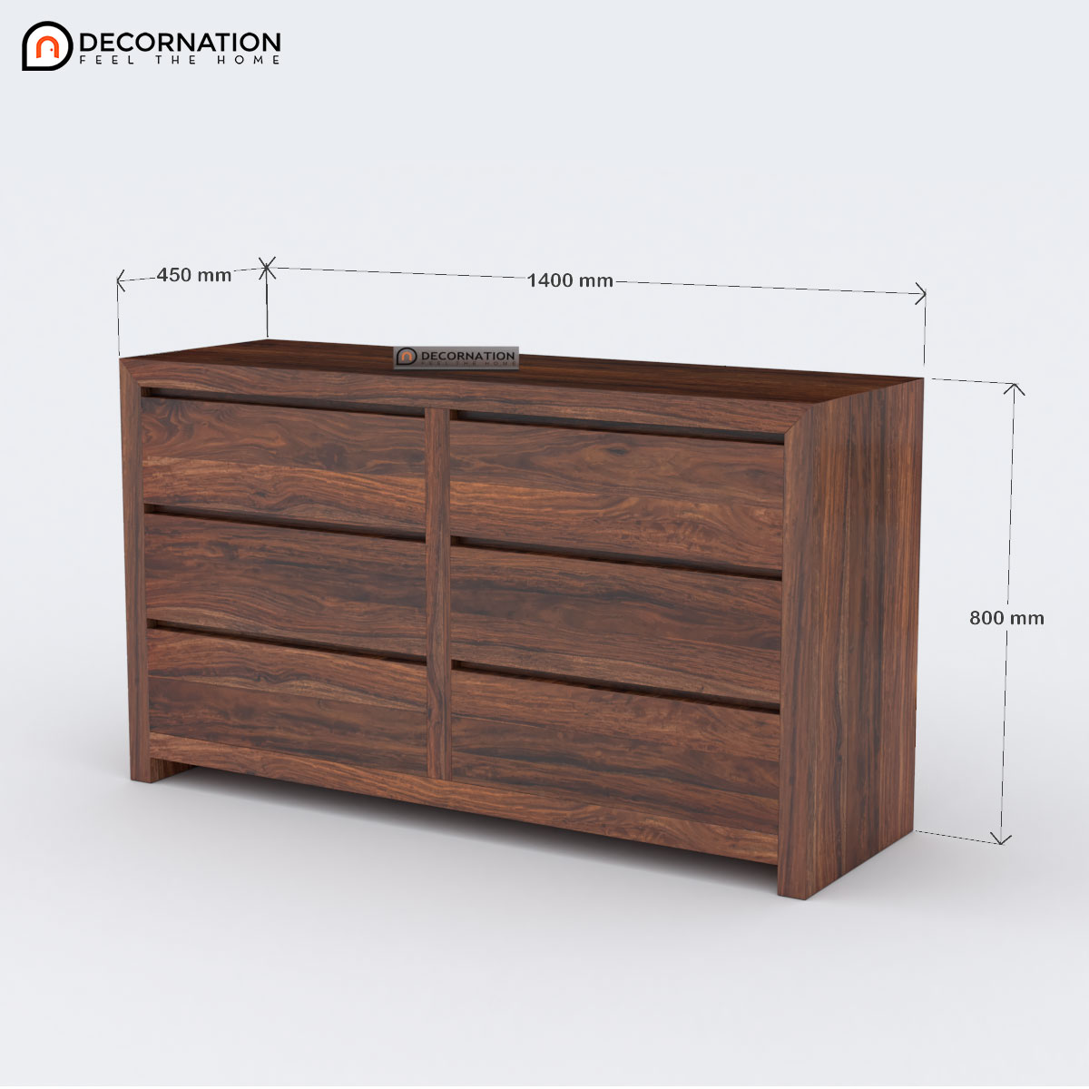 Daria Solid Sheesham Wood Storage Cabinet — 6 Drawer Design - Image 5