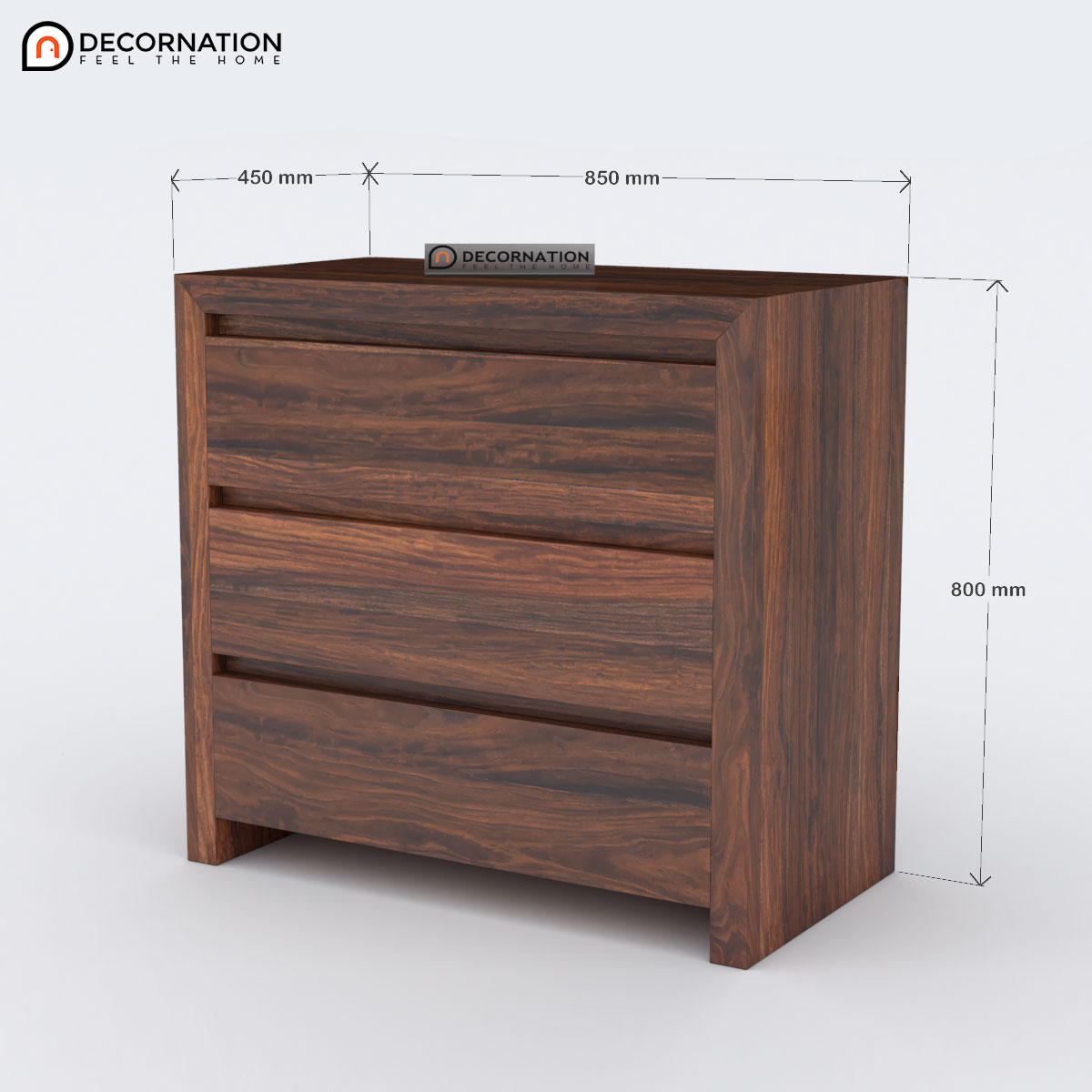 Larisa Solid Sheesham Wood 3 Drawers Storage Cabinet — Matte Finish - Image 5