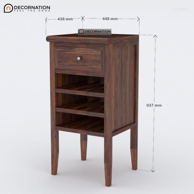 Clio Wooden Storage Bar Cabinet with 1 Drawer and 3 Shelfs - Brown - Image 4
