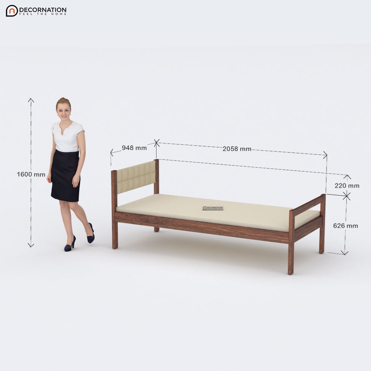 Assembled Single Bed - Frontal View in Contemporary Room Setting