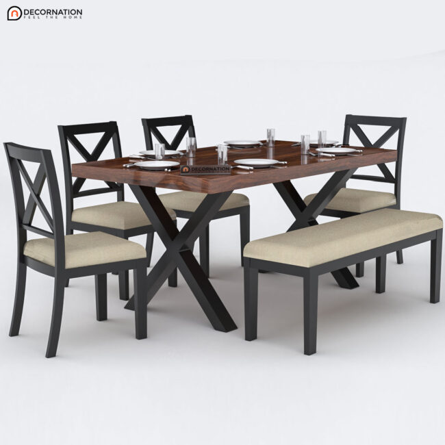 Ion Wooden 6 Seater Dining Table Set - Image 3
