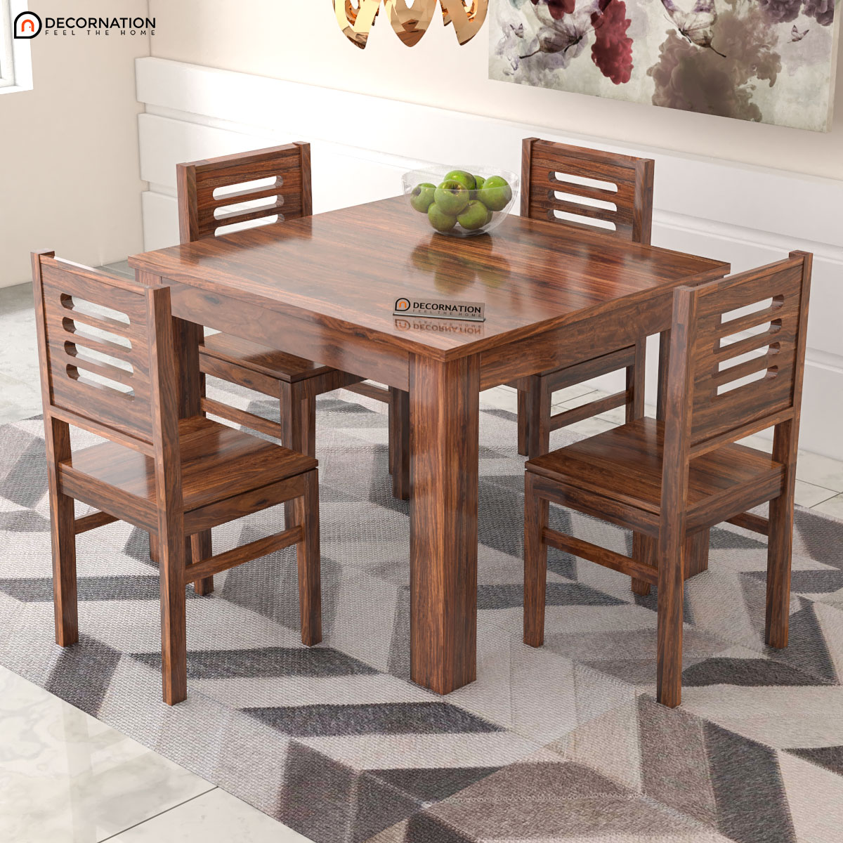 Diest Wooden 4 Seater Dining Table Set, 4 Seat Dining Room Table And Chairs