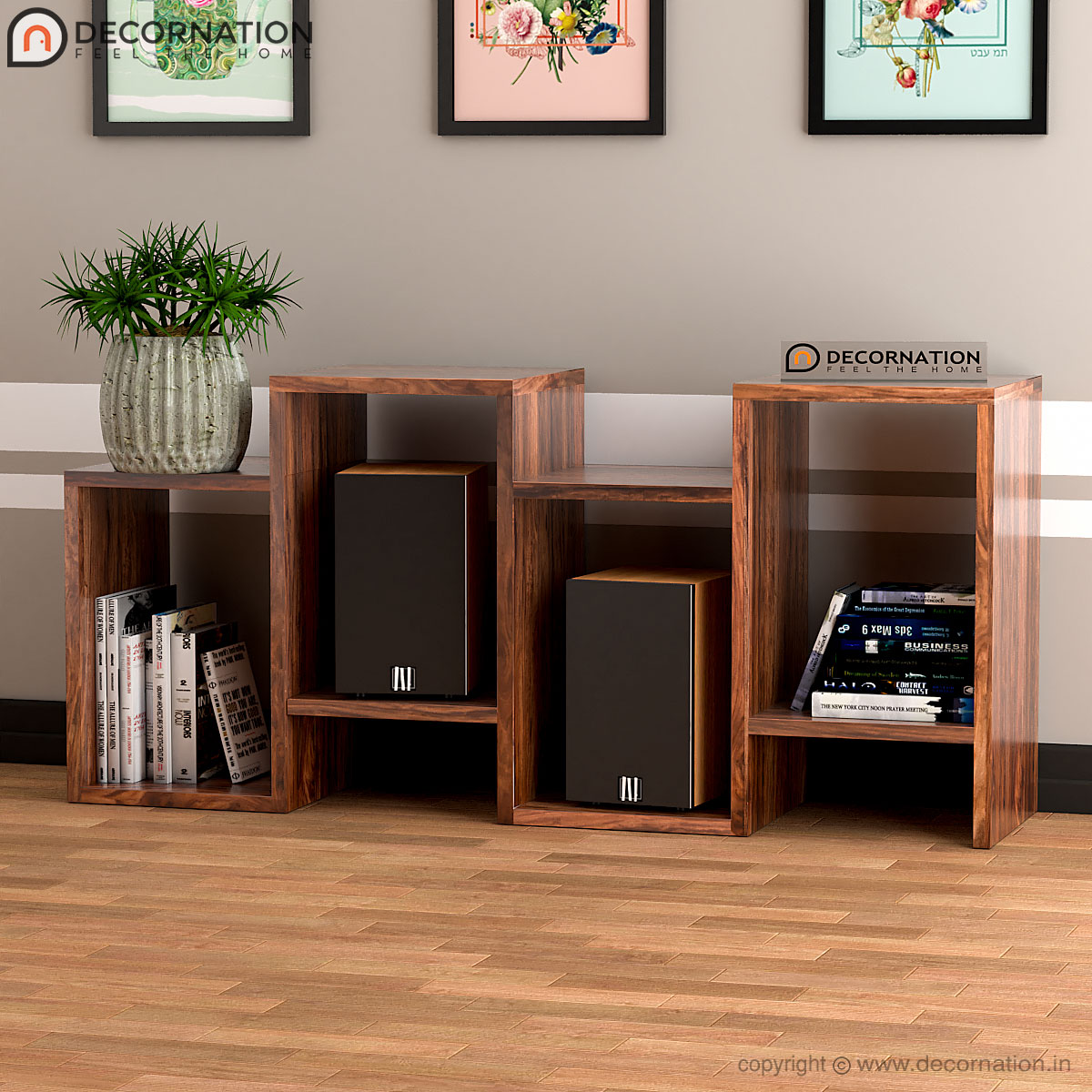 Korina Rectangular Storage Compartments Wooden Console Table – Brown