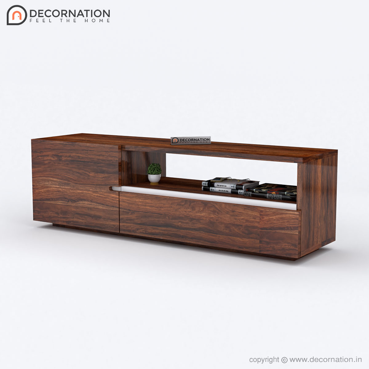 Karey Wooden Storage TV Table – Brown