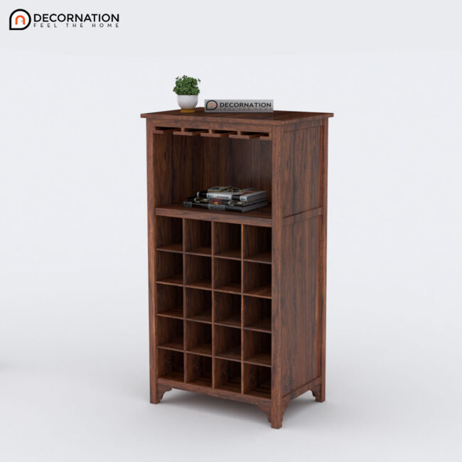Agape Wooden Storage Bar Unit Cabinet - Brown - Image 2