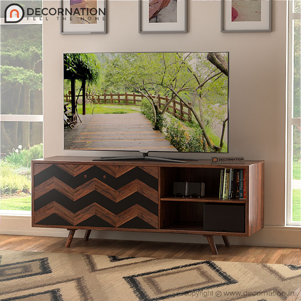 Laria Shelf Storage TV Table – Brown