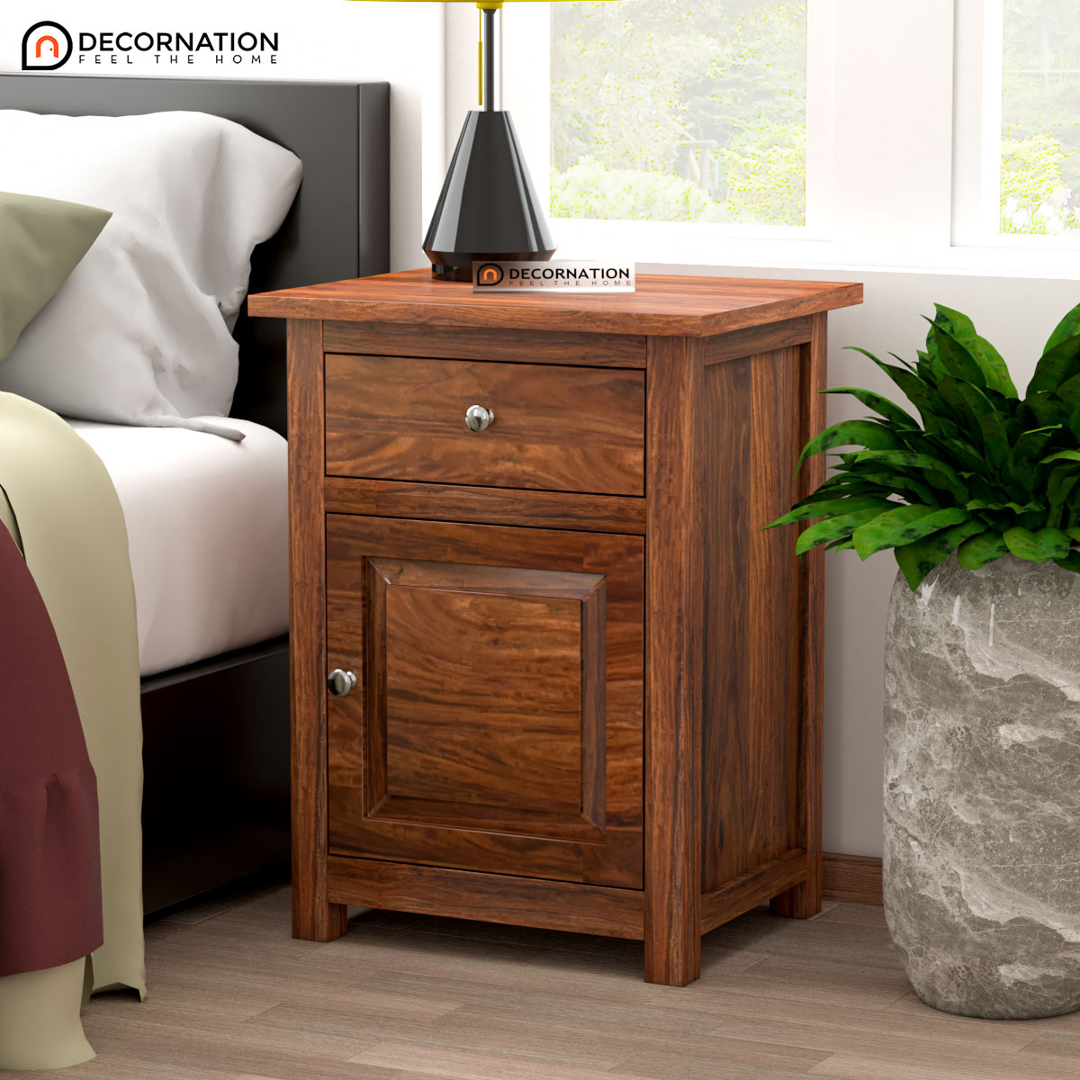 Lolite Wooden Storage Side Table Natural Finish Decornation