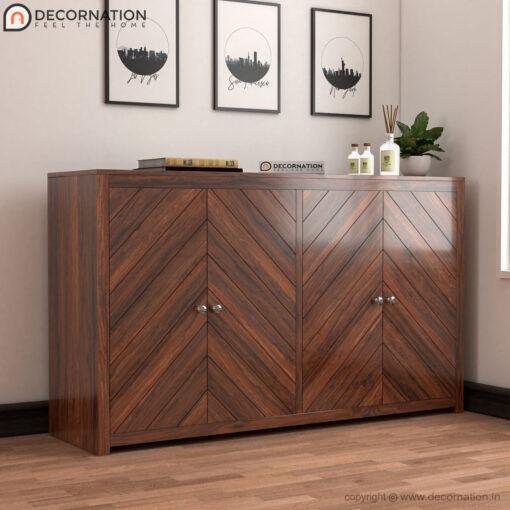 Vander Solid Wood Console Table with Storage Natural Finish Decornation