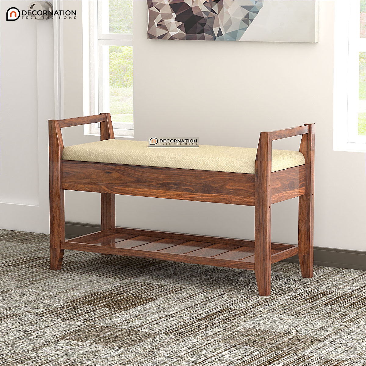 Sambre Wooden 2 Seater Sofa – Brown