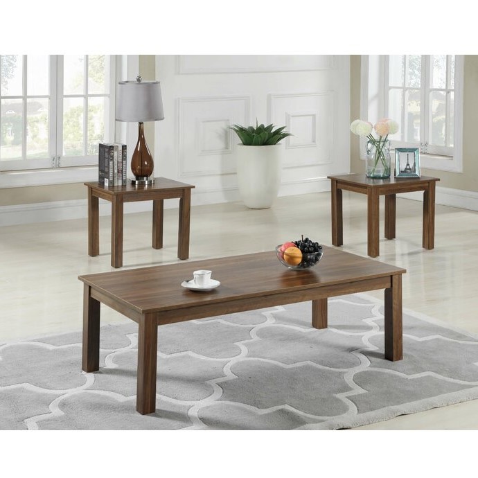 Olnus Wooden Coffee Table Set of 3 – Brown