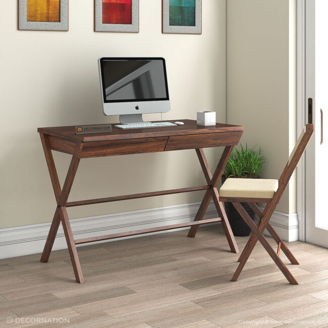 Osiries Wooden Double Drawer Computer Table - Image 2