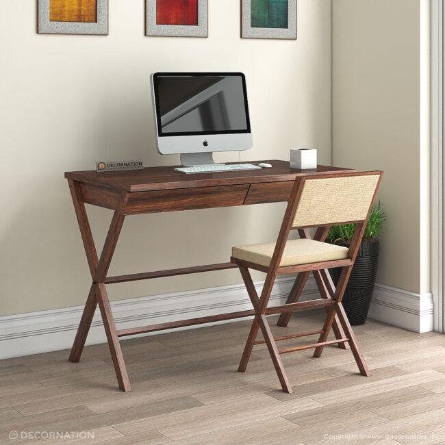 Osiries Wooden Double Drawer Computer Table - Image 3