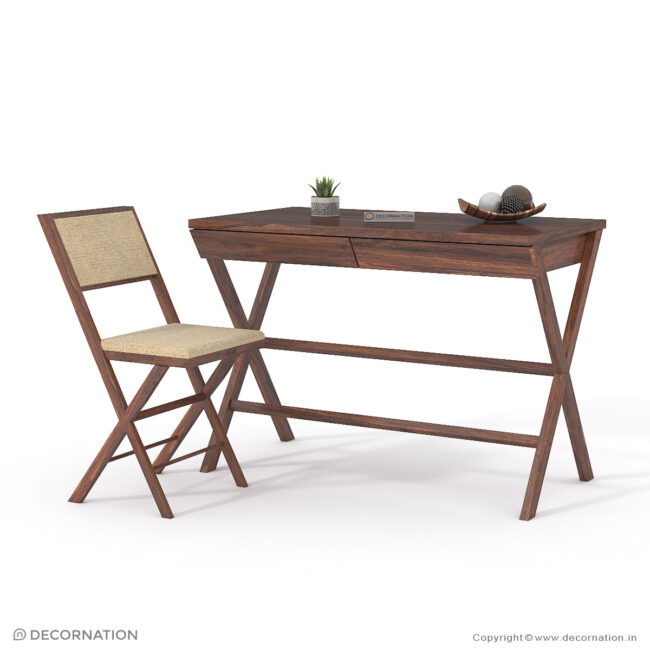 Osiries Wooden Double Drawer Computer Table - Image 4