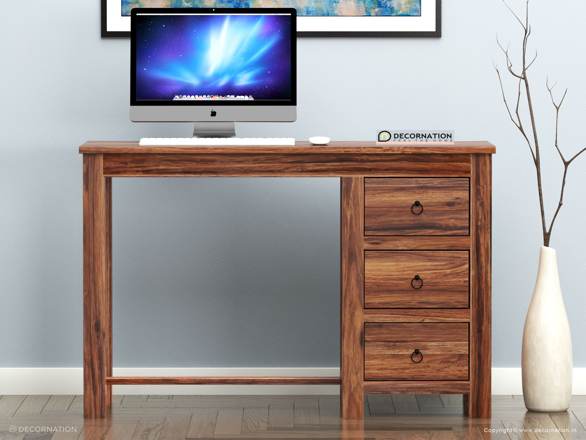 Skylar Wooden 3 Drawer Computer Table
