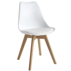 Lovisa Wooden Legs, Comfy Cushioned PU Seat Chairs - White