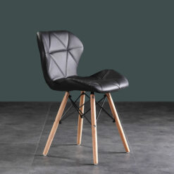 Malyn Soft Cushioned Seat and Wooden Legs Chair - Black