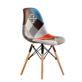 Olive Patchwork Fabric Cushioned Seat Dining Chair