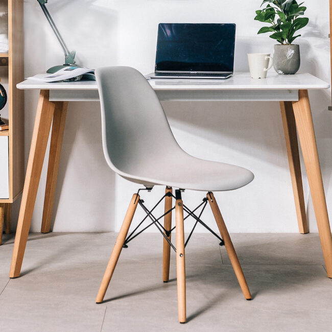 Aubrey Plastic Wooden Computer Chair - Image 5