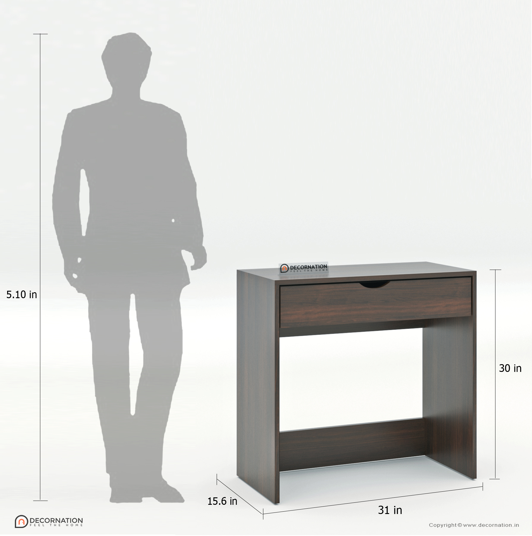 Hera Engineered Wood Laptop Table with Drawer Storage - Walnut - Image 5