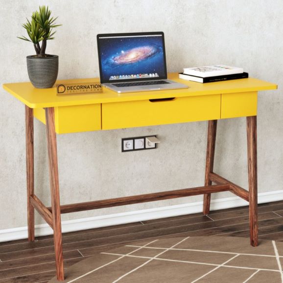 Zane Wooden Study Table – Yellow