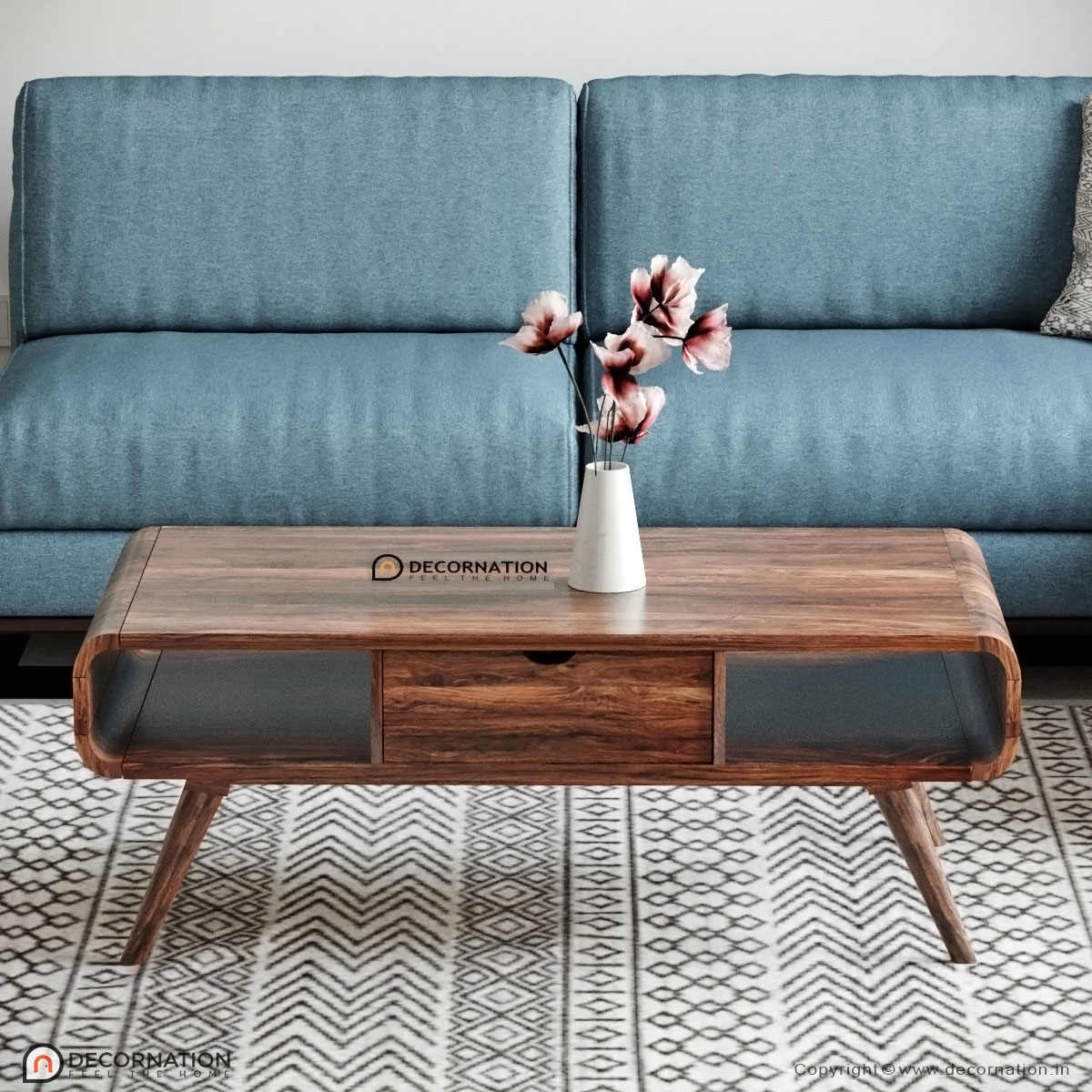 Caspar Solid Wood Coffee Table With Storage Decornation
