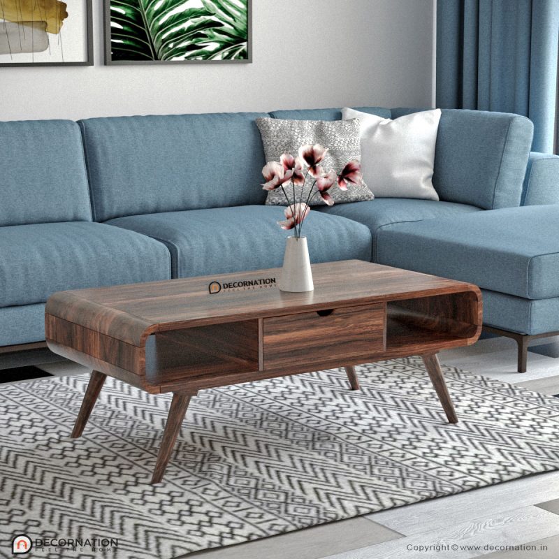Caspar Solid Wood Coffee Table With Storage Decornation