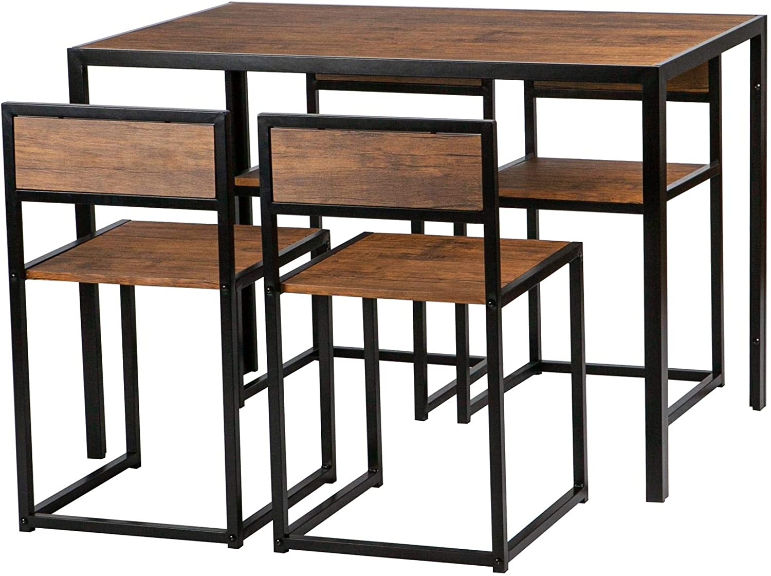 Dark Wood Compact Modern Style Space Saving Kitchen Unit Harbour Housewares 4 Person Dining Table & Chairs Set 