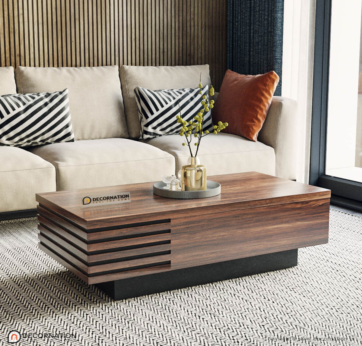 Orion Solid Wood Coffee Table Decornation