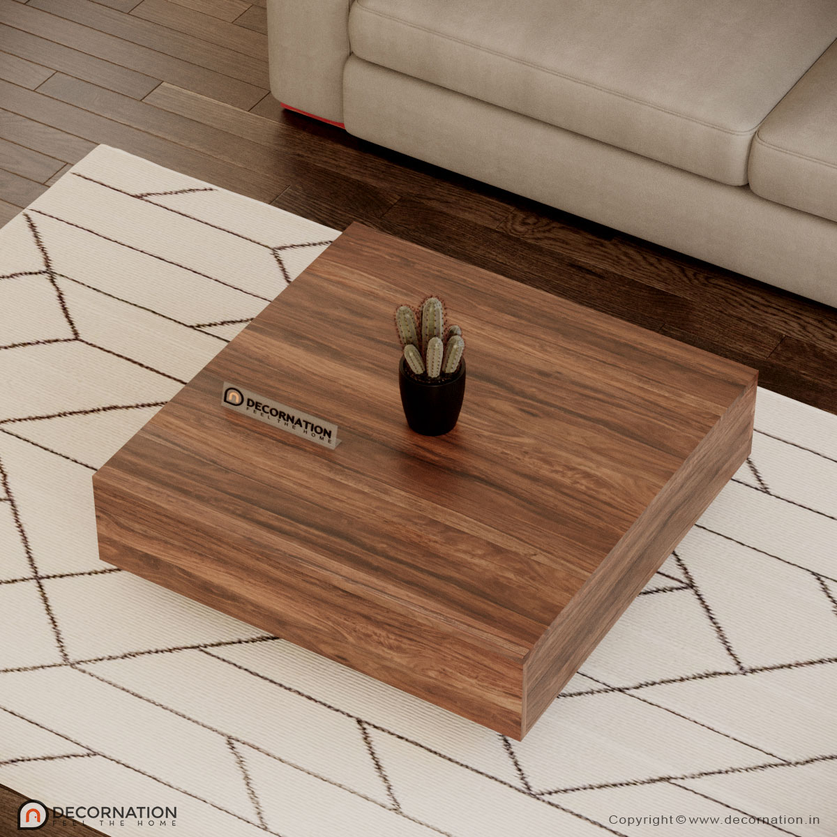 Amilia Solid Wood Living room Square Coffee Table Decornation