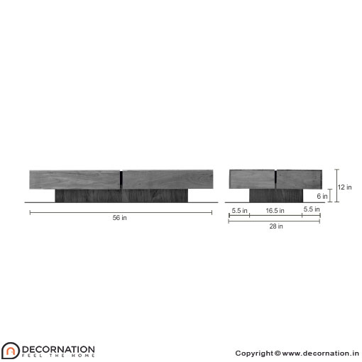 Aster coffee table with walnut finish — perspective view in a modern living room