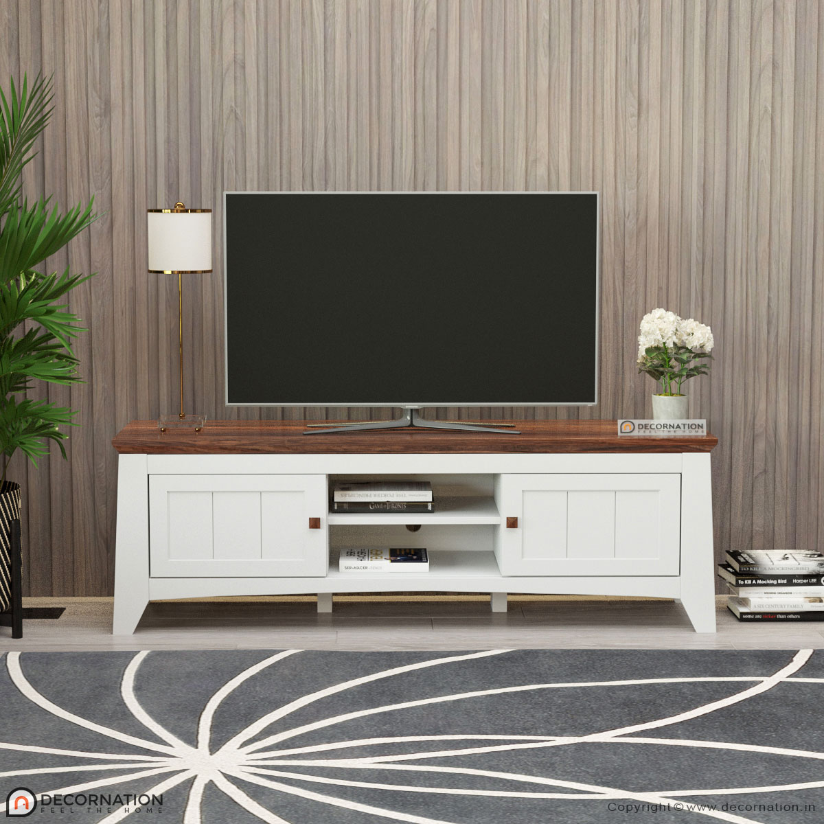 Jaydon Solid Wood TV Unit With Storage Decornation