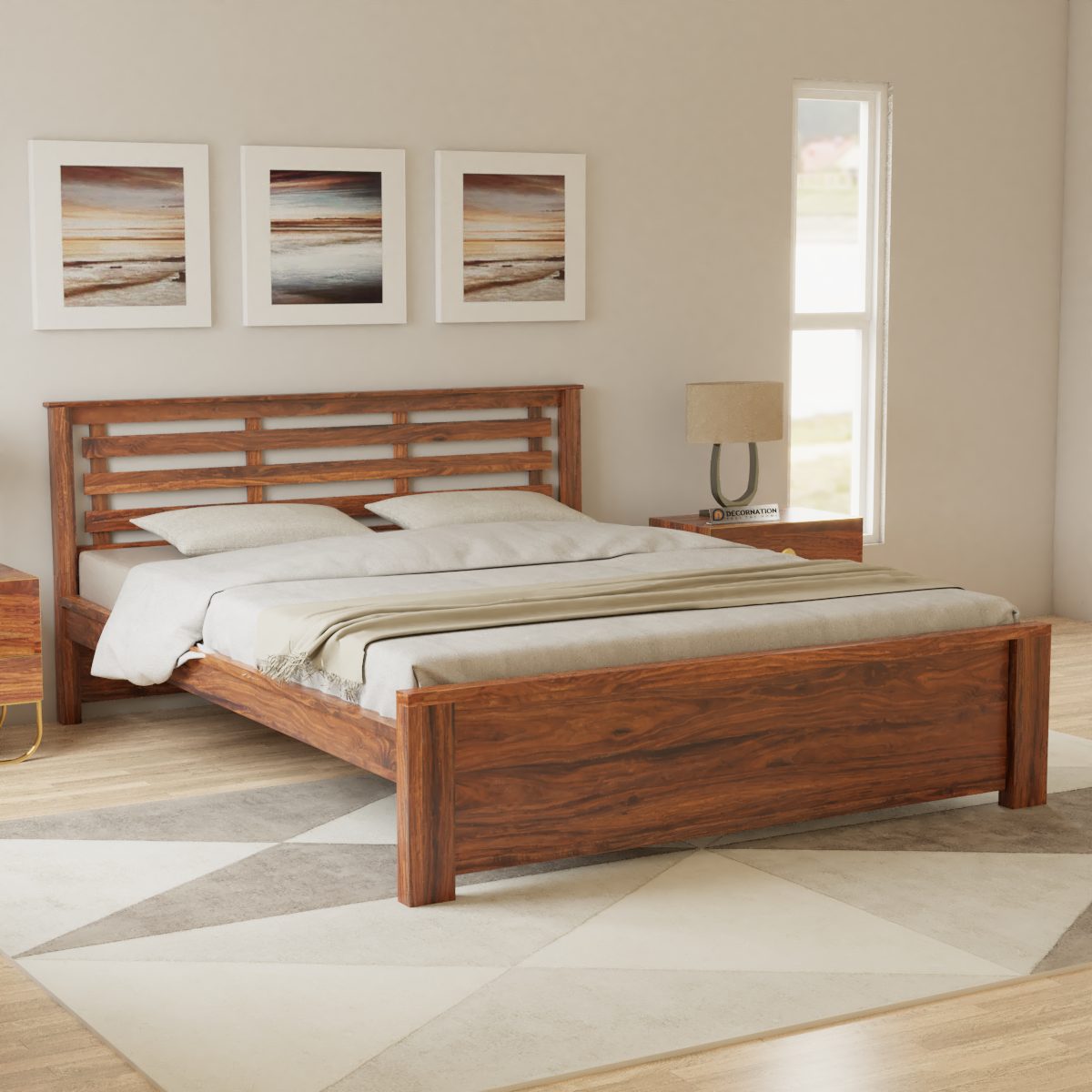 Easton Solid Wood Queen Size Bed Decornation