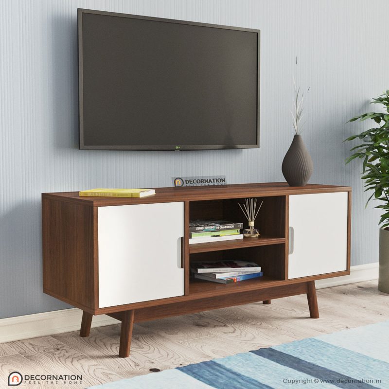 Arali Solid Wood Storage TV Table with 3 Drawers Brown Decornation