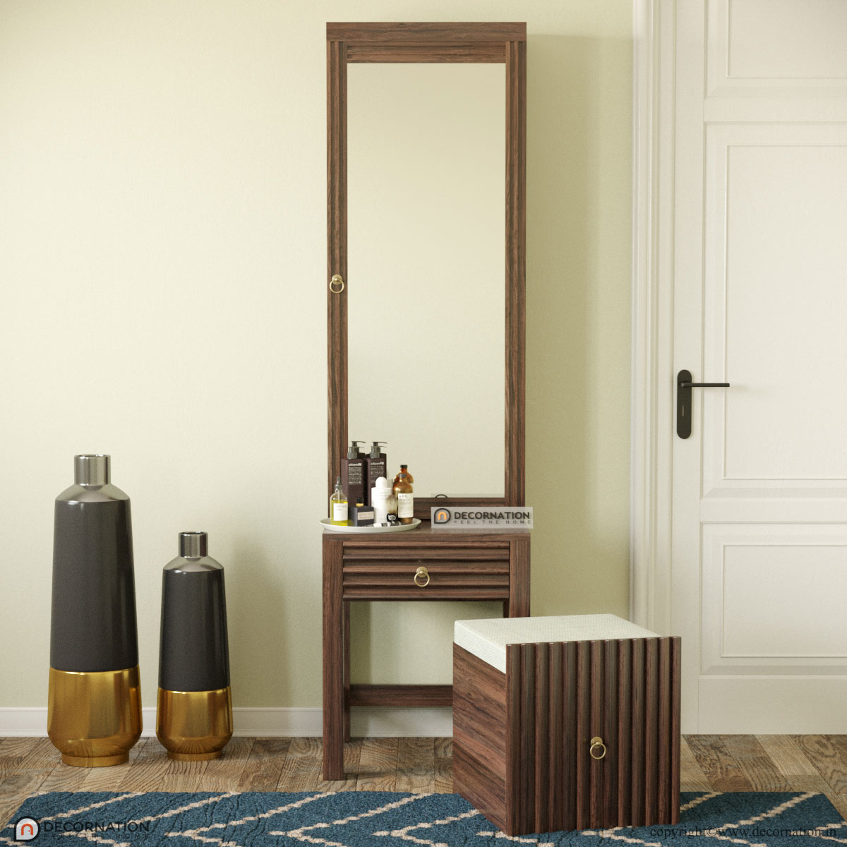 Arran dressing table in a bedroom setting with ample storage and elegant design